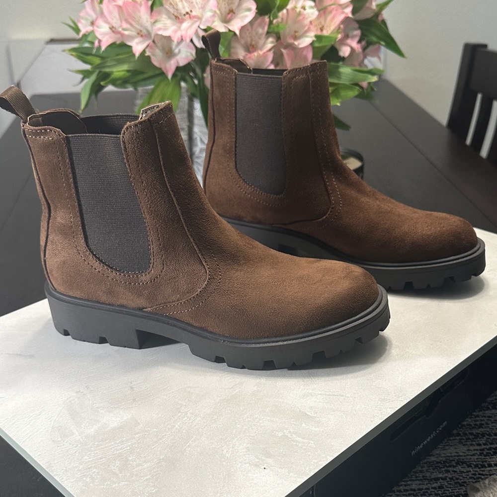 Nine West Chocolate Suede Ankle Booties**NEW- never worn***